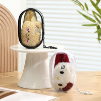 Sac de voyage portable en cuir véritable, étanche et anti-poussière, transparent, pour câbles et écouteurs, organisateur, capsule, jouet en peluche, figurine, cadeau