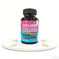 Capsules de collagène complexe super puissant (types I et X) avec biotine, kératine et acide hyaluronique pour le soutien immunitaire des adultes - Qualité alimentaire