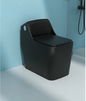 WC monobloc noir mat à siphon en S, technologie jet, céramique moderne gaufrée, chasse d'eau double à fermeture lente, à poser au sol, pour villa