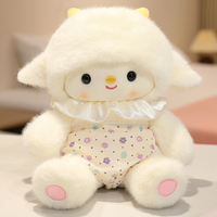 Peluche Mouton Adorable de Haute Qualité avec Pantalon Rayé et Écharpe – Compagnon de Lit pour Enfants, Petite Poupée Mouton