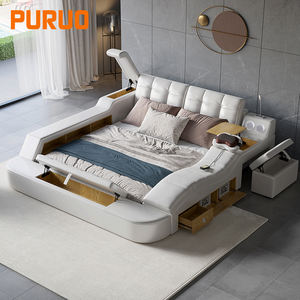 <span class=keywords><strong>Lit</strong></span> intelligent PURUO, lits multifonctionnels en tissu <span class=keywords><strong>ou</strong></span> en cuir véritable, <span class=keywords><strong>lit</strong></span> king-size <span class=keywords><strong>ou</strong></span> queen-size avec instrument de massage intelligent <span class=keywords><strong>réglable</strong></span> - Product Image 3