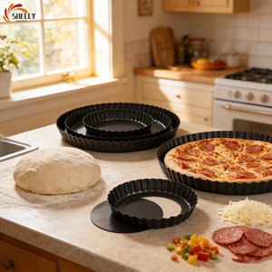 <span class=keywords><strong>Molde</strong></span> para Hornear Tartas Antiadherente de Acero al Carbono Premium de 9.5/10/11/12 Pulgadas XL, con Fondo Extraíble y Borde Acanalado - Product Image 5