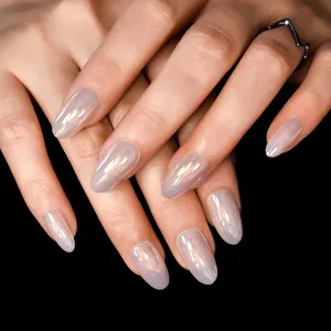 New Products High Quality Fake Nails Suppliers Decoration Salon Metallic Oval Press On Nails