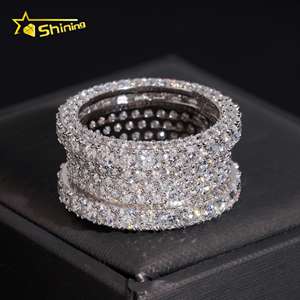 Anello Hip Hop Iced Out con Diamanti Moissanite Placcato Oro, Gioielli Raffinati, Supera il Test del Diamante, GRA Moissanite, <span class=keywords><strong>Anelli</strong></span> da <span class=keywords><strong>Uomo</strong></span> in <span class=keywords><strong>Argento</strong></span> <span class=keywords><strong>925</strong></span> - Product Image 2