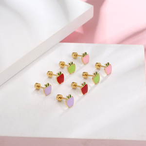 Pendientes <span class=keywords><strong>de</strong></span> <span class=keywords><strong>Mariposa</strong></span> <span class=keywords><strong>de</strong></span> Acero Inoxidable Chapados en Oro, Aretes <span class=keywords><strong>de</strong></span> Corazón y Fresa para Niños, Joyería Colorida <span class=keywords><strong>de</strong></span> Dibujos Animados - Product Image 6