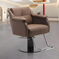 Chaise jaune en cuir populaire avec grand siège et accoudoirs souples adaptée à la chaise de salon de coiffure de chambre