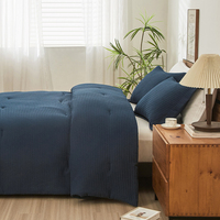 Ensemble de literie en coton égyptien de haute qualité couette bleu marine motif solide géométrique personnalisable pour hôtels maison usine directe