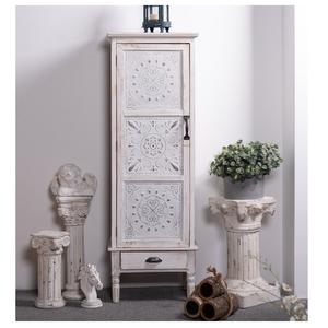 Living Room Dining Vintage Rustic Shabby Storage <b>Side</b> Cabinet Farmhouse Style Antique White Washed Wood Tall Durable 1 Door - Product Image 4