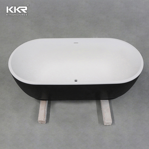 Vasca da bagno Freestanding di lusso nera 10 anni di garanzia vasche in pietra KKR bagno in superficie solida - Product Image 4