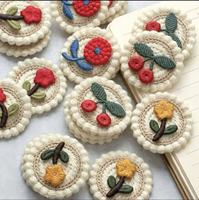 Accessoires de bijouterie pour vêtements en fil de laine tricoté, motif cœur cerise style coréen, DIY, dentelle brodée 3D en tissu à coudre pour cheveux