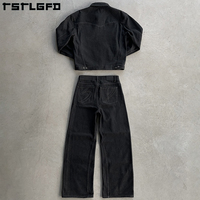 Vêtements Tenues Personnalisées Ensembles Veste et Pantalon en Jean Brodé, Coupe Oversize et Tissu Lourd pour Homme