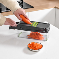 Coupe-légumes manuel multifonctionnel, en plastique alimentaire, facile à nettoyer, design portable, avec récipient, 16 pièces