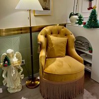 Fauteuil simple en tissu lin mélangé de style vintage français, idéal pour petit appartement, salon, chambre et maison d'hôtes