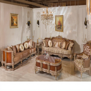 Juego de sofás Diamond Classic para sala de estar, elegante juego de muebles para sala de estar de 10 plazas, sofá de lujo con acabado dorado a un precio razonable - Product Image 1