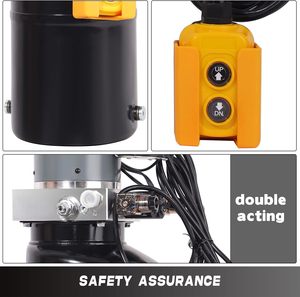 Unité hydraulique avec réservoir d'huile en fer de 8 litres, moteur 12V DC, pompe à double action pour levage 4M, poignée de commande - Product Image 3