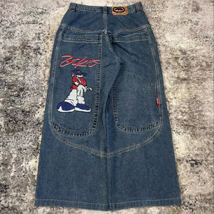 Jeans Personalizzati per <span class=keywords><strong>Uomo</strong></span> <span class=keywords><strong>con</strong></span> Ricami e Stampe, Vestibilità Ampia, Denim Blu, Stile Street, <span class=keywords><strong>Pantaloni</strong></span> Lavati - Product Image 1