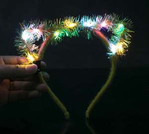 Venta al por mayor LED Flower Crown Glow up Diadema luminosa Tocado de alambre dorado Fiesta de Navidad - Product Image 3