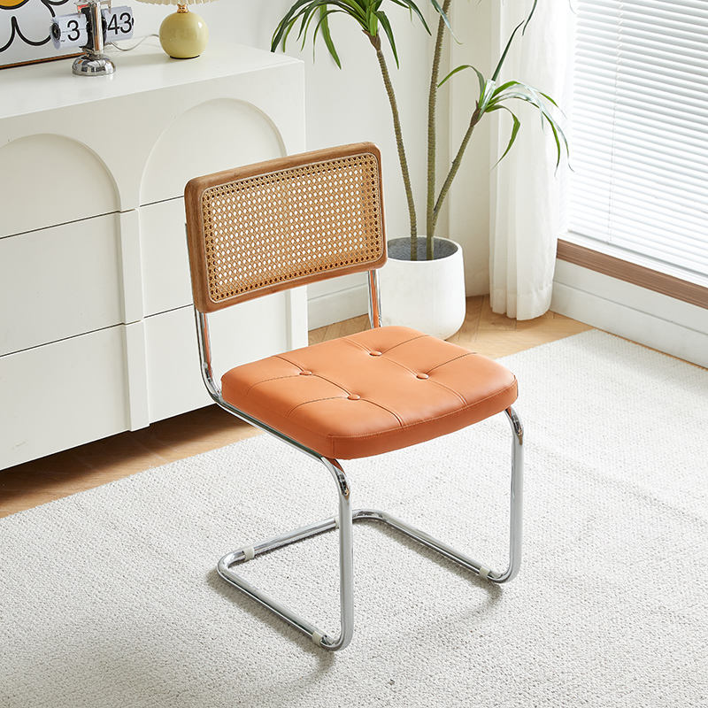 Wooden backrest with orange soft cushion