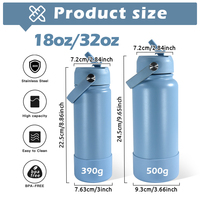 Bouteille d'eau isotherme en acier inoxydable avec logo personnalisé, 18 oz et 32 oz, pour la gym et le sport, avec fond en silicone et paille rabattable