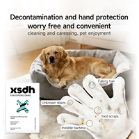 Gant de nettoyage jetable pour animaux de compagnie, lingette humide, gant de bain sans rinçage pour chiens et chats, gants de toilettage et de nettoyage