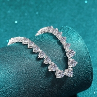Collier tennis cœur en argent sterling 925 plaqué platine avec moissanite, pierres pavées, fermoir réglable, luxe romantique