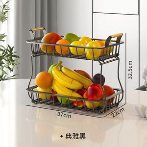 Rak Penyimpanan Buah 2 Tingkat dari Besi untuk Rumah Tangga, Keranjang Kawat Logam untuk Roti, Buah, Camilan, Pengatur Meja Dapur - Product Image 4
