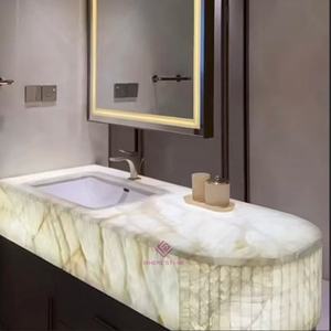 أثاث حمام فاخر عالي الجودة من الحجر الطبيعي ، أثاث رخامي للحمام ، حوض شفاف - Product Image 3