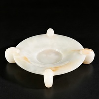 STONEKOCC Bol à fruits en onyx blanc naturel avec logo personnalisé, plateau décoratif de luxe en pierre d'onyx, centre de table pour la maison, bol de rangement