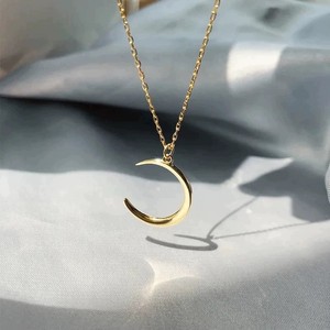 Collana con Ciondolo Luna Semplice in Argento Sterling 925 Placcato Oro 18K, Gioielli di Moda all'Ingrosso per Donne - Product Image 6