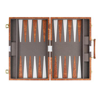 Jeu de Backgammon Deluxe de 19 pouces, étui de voyage en PU, plateau marron, jeux de société classiques