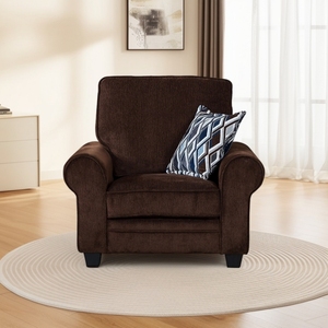 Canapé moderne en chenille marron, une place, pour salon, ensemble de canapés modulaires avec mousse haute densité compressée - Product Image 1