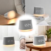 Jam Meja Dekorasi Ruang Tamu Speaker BT Suara Penenang Tidur Lampu LED Layar Besar Lampu Malam Jam Alarm Matahari Terbit Mesin Suara Putih Bayi