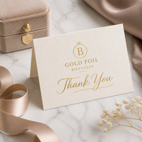 Cartes de remerciement professionnelles personnalisées en feuille d'or de luxe avec gaufrage sur papier offset, format personnalisé - Inserts d'emballage haut de gamme