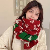 Zifeng OEM Hiver Nouvel An Noël Jacquard Tricoté Doux En Peluche Flocon De Neige Pashmina Châle