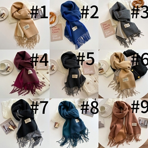 Khăn choàng cashmere hai mặt 31 màu dành cho nữ Mùa đông ấm áp Khăn quàng cổ dài vừa phải cao cấp, màu trơn, khăn choàng đa năng 68*200cm - Product Image 3