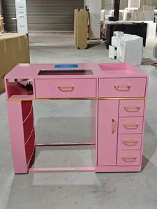 Moderna Estación de Manicura Rosa Mármol con Aspiradora Integrada y Compartimentos de Almacenamiento - Product Image 5