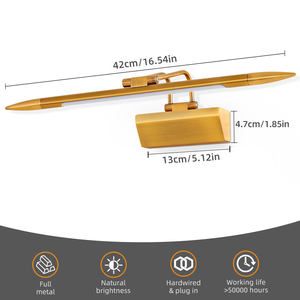 Luces de imagen ajustables de latón antiguo para pared de galería, luz LED para espejo de tocador para Hotel, lámparas de pared de baño IP44, Interior - Product Image 3