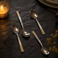 Ensemble de couverts en acier inoxydable poli miroir, vente en gros, faible MOQ, bonne qualité, ensemble de 6/12 fourchettes et cuillères, sac PVC pour hôtel et restaurant