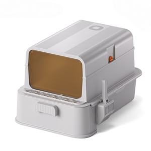 Bac à litière semi-fermé pour <span class=keywords><strong>chat</strong></span>, <span class=keywords><strong>anti</strong></span>-éclaboussures, avec clôture haute, grande capacité, avec filtre à sable, pédale, facile à nettoyer pour les chats - Product Image 1