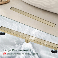 Drain de douche linéaire invisible en acier inoxydable doré brossé de 30 pouces pour salle de bain, avec insert pour carrelage - Vente en gros