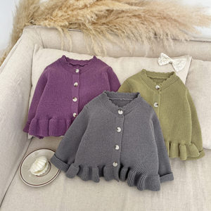 Suéter de Punto para Niñas, Estilo Primavera-Otoño, Nuevo Estilo Extranjero, Estilo Princesa con Volantes, Cárdigan de Punto para Bebés - Product Image 2