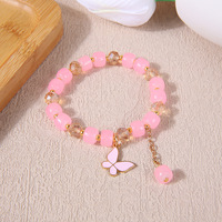 Gelang pesona mode manik-manik kaca warna-warni, hadiah perhiasan pesta untuk remaja putri, gelang pesona kupu-kupu, hewan, bunga, pesona kustom
