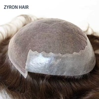 Système capillaire Premium Q6 # Prothèse capillaire pour homme en cheveux humains vierges indiens, base en dentelle suisse, bords en PU, légère, avec ligne de cheveux naturelle