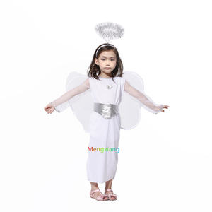 Halloween Little Girls Kids Angel <strong>Costume</strong> With <strong>Halo</strong> Christmas Church Headband White Robes Angel Dress with Wings Wand 4pcs - Product Image 4
