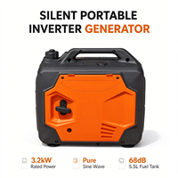 Générateur silencieux à onduleur 3,0 kW pour chantier et événements, 230 V, onde sinusoïdale pure, protection contre les surcharges et la faible pression d'huile, sortie 12 V CC