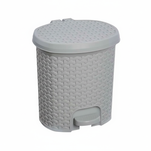 Contenitore per rifiuti multiuso/con coperchio, design in rattan, capacità 5,5L, 22,5x24x26 cm, colore grigio nordico - Product Image 2