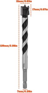 Sechskant-Spiralbohrer aus Hartmetall für Holz, Lochöffner für Türschloss- und Scharnierbohrungen - Product Image 2