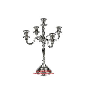 Candelabra 9 Candle On Metal Round Base Nickel Plated Metal Shiny Finished Handmade Candelabra With Crystal <b>Beads</b> Bowl - Product Image 2