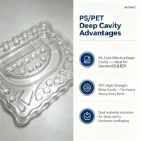 Plateau alvéolé personnalisé en PS/PET à cavités profondes et fentes séparées, insert en plastique pour boîte de pièces détachées et électronique grand public, 3 mm