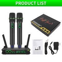 U777 96 Sistema de Micrófono Inalámbrico UHF de Doble Canal Ajustable de 200 pies, Micrófono Dinámico para el Hogar, KTV, Reuniones